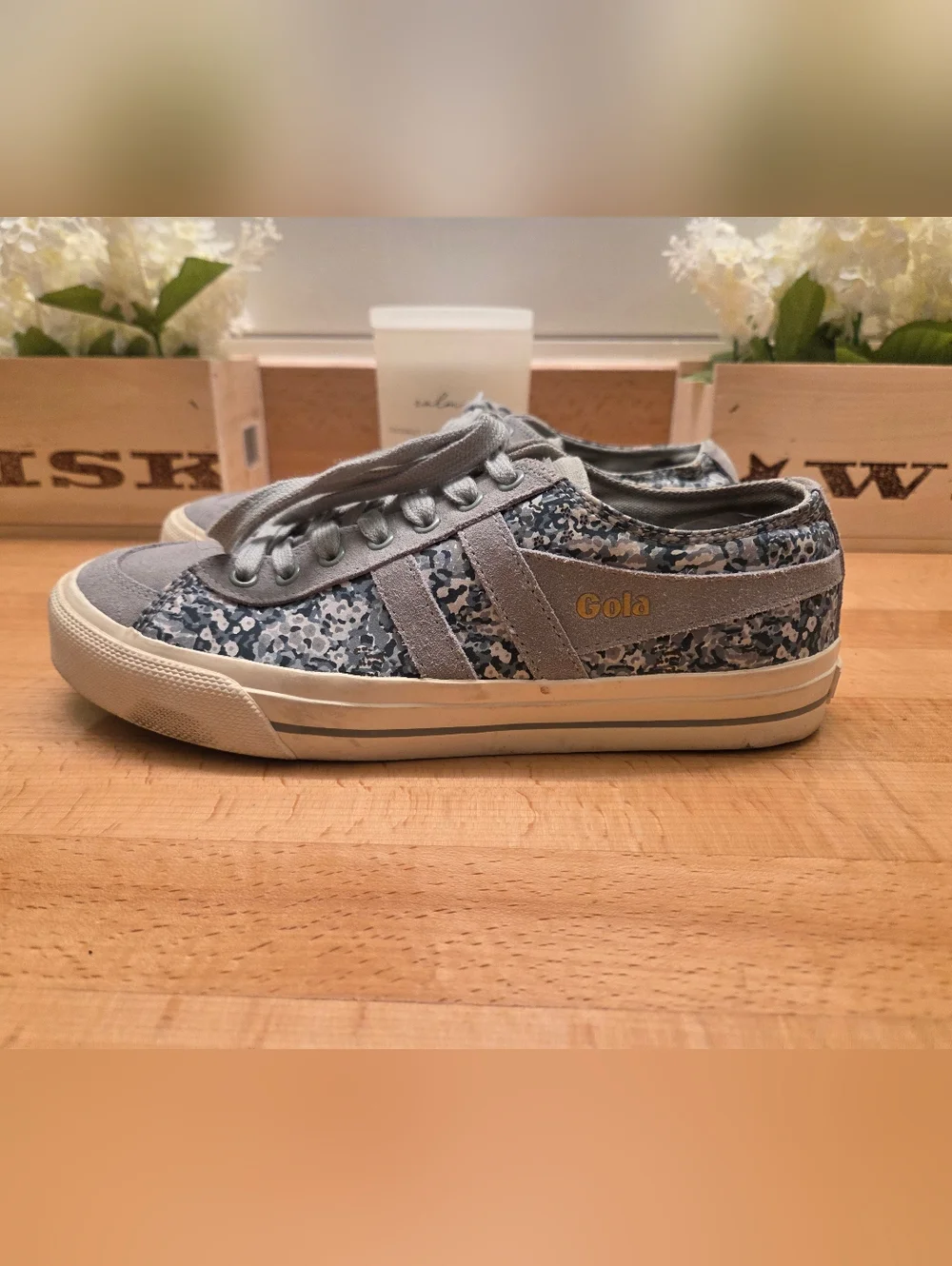Gola x Liberty Art Fabrics Quota II Sneakers Blue Floral Canvas/Suede Size 8